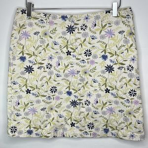 J Jill Skirt Live In Womens Sz 8P Multi-Color Floral Cotton Blend Stretch Zip